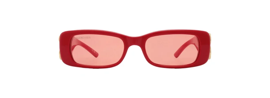 Balenciaga Open Box - Balenciaga Red Rectangular Ladies Sunglasses BB0096S 003 51